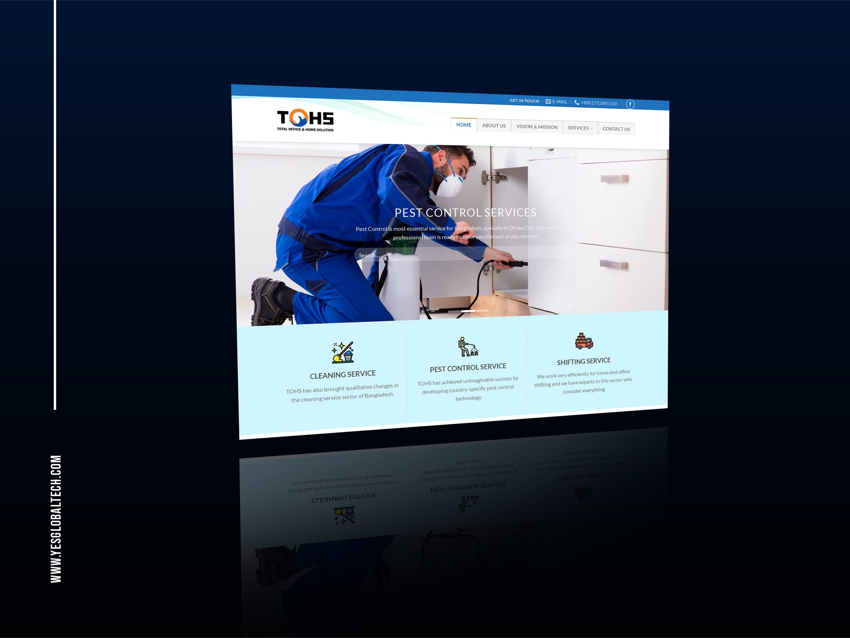 Cleaning & Pest Control Company Website for TOHS, Bangladesh